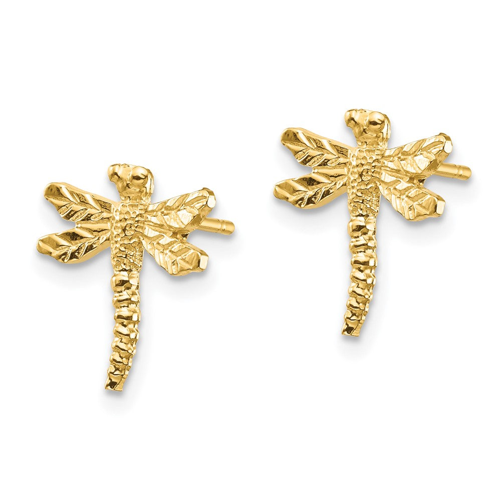 14k Yellow Gold 10.55 mm Dragonfly Post Earrings (0.9 grams)