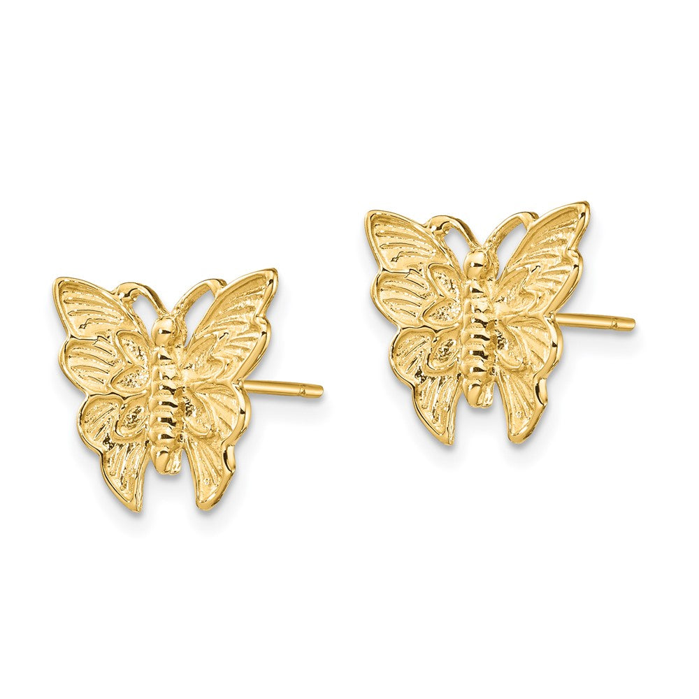 14k Yellow Gold 12.45 mm Polished Butterfly Post Earrings (1.86 grams)