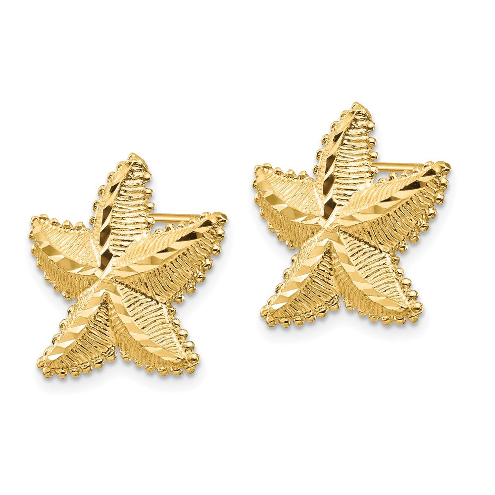 14k Yellow Gold 19.64 mm D/C Starfish Post Earrings