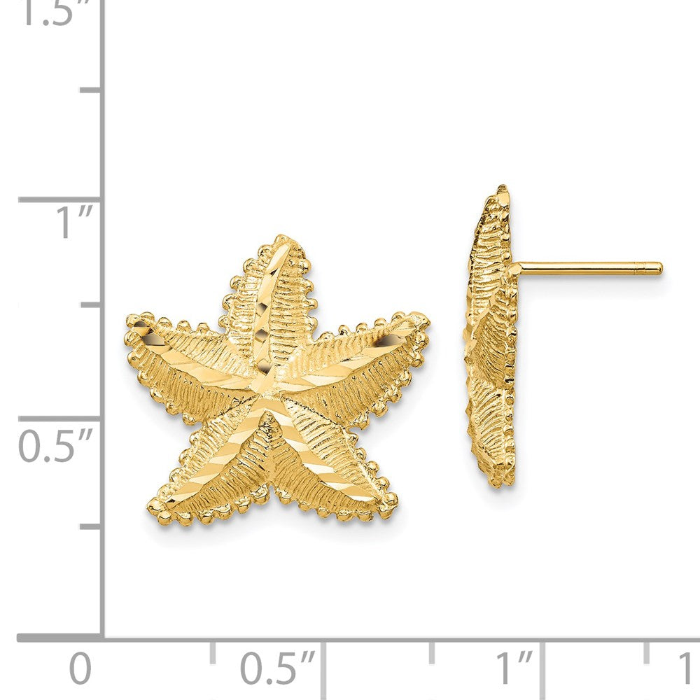 14k Yellow Gold 19.64 mm D/C Starfish Post Earrings