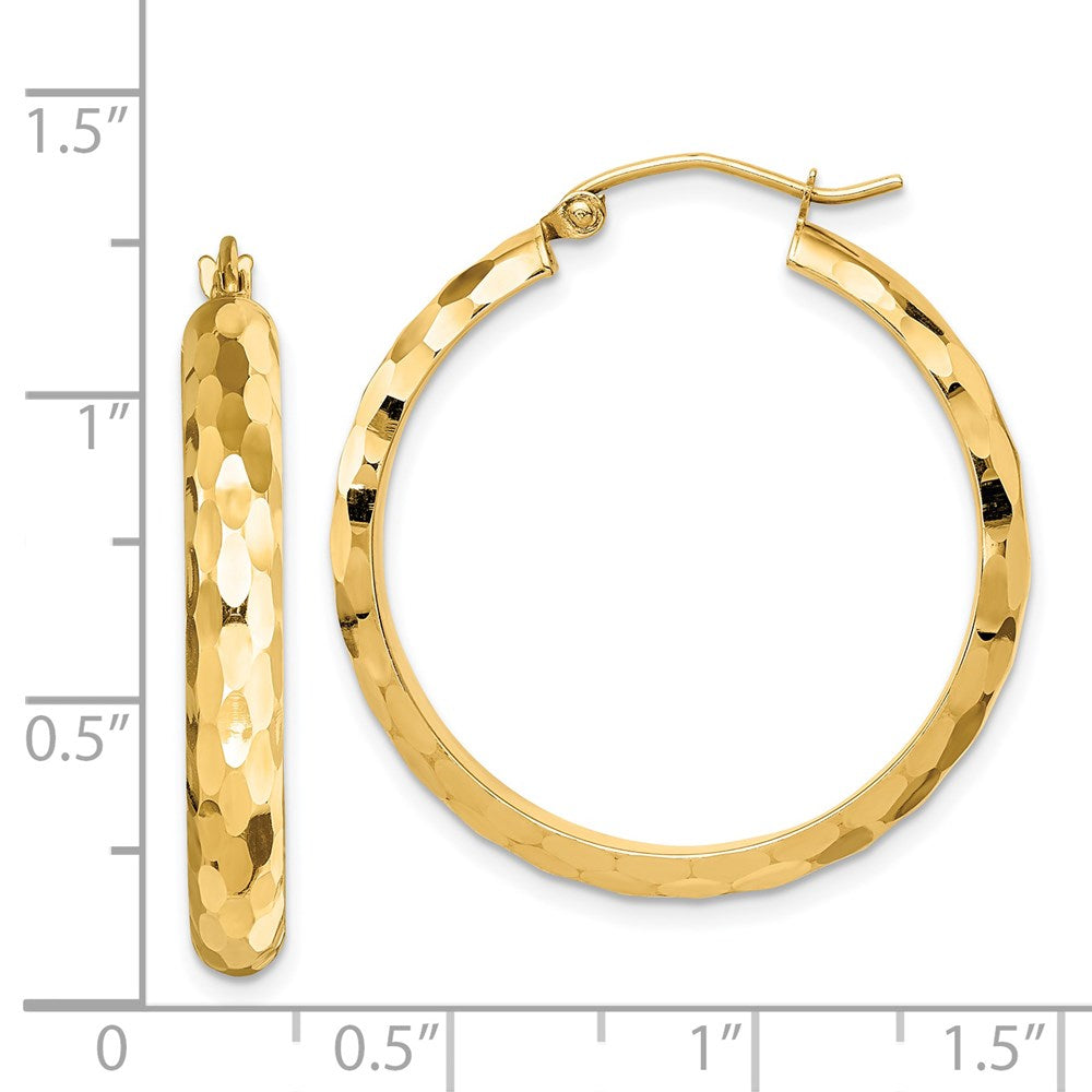 14k Yellow Gold 4 mm Diamond-cut Hoop Earrings (2.66 grams)