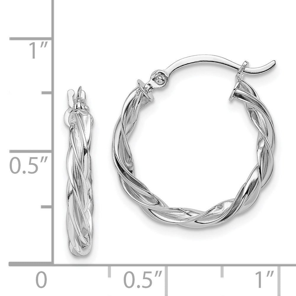 14k White Gold 19.25 mm Polished White Gold Twisted Hoop Earrings (1.64 grams)