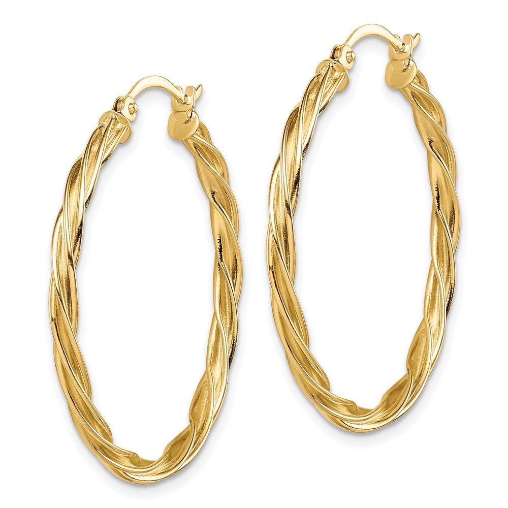 14k Yellow Gold 32 mm Twisted Hoop Earrings (2.81 grams)