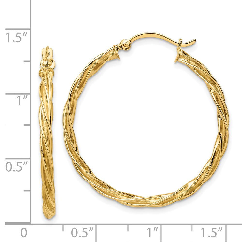 14k Yellow Gold 32 mm Twisted Hoop Earrings (2.81 grams)