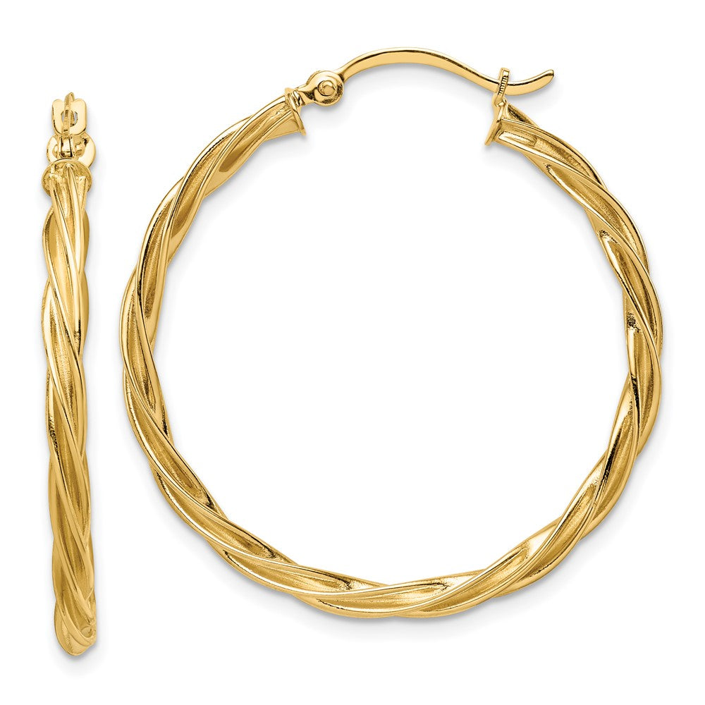 14k Yellow Gold 32 mm Twisted Hoop Earrings (2.81 grams)