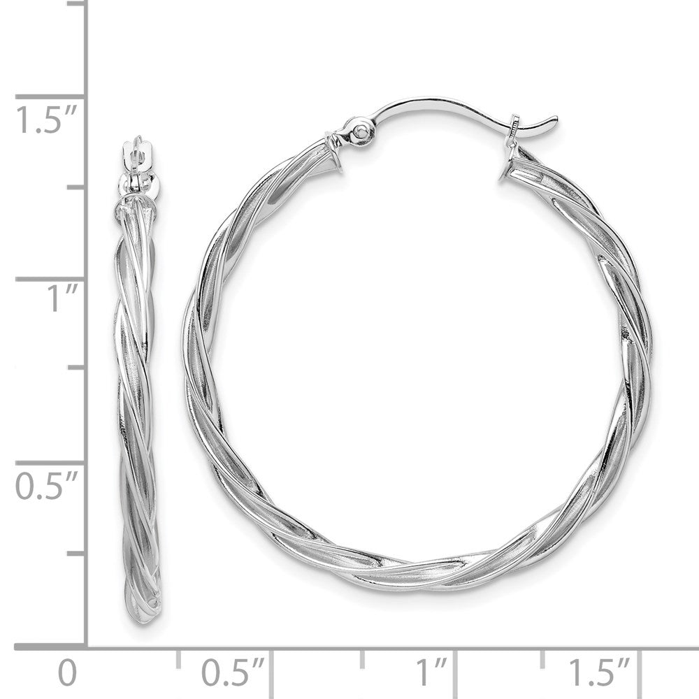 14k White Gold 32 mm Twisted Hoop Earrings (2.94 grams)