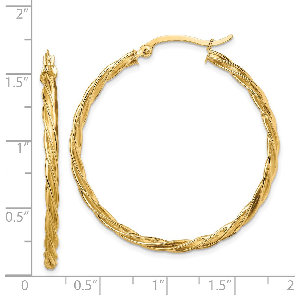 14k Yellow Gold 38 mm Hoop Earrings (3.54 grams)