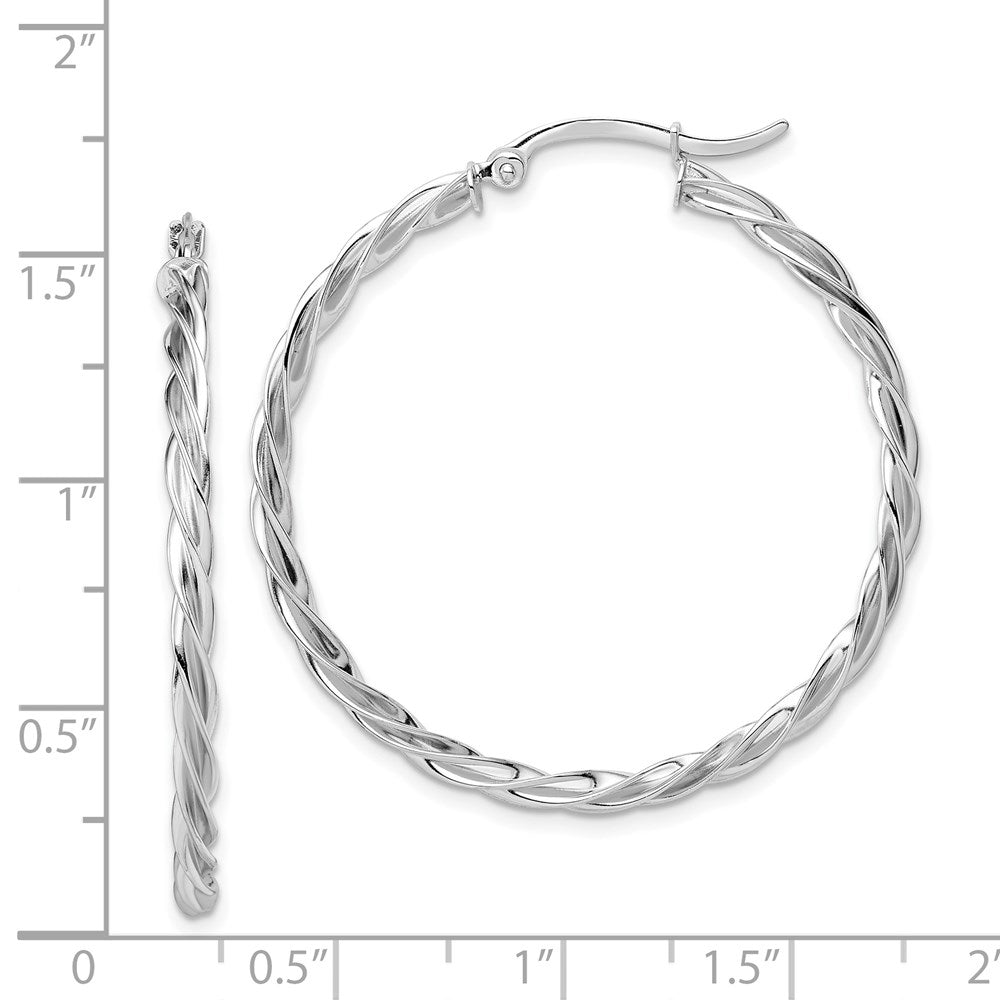 14k White Gold 38 mm Hoop Earrings (3.56 grams)