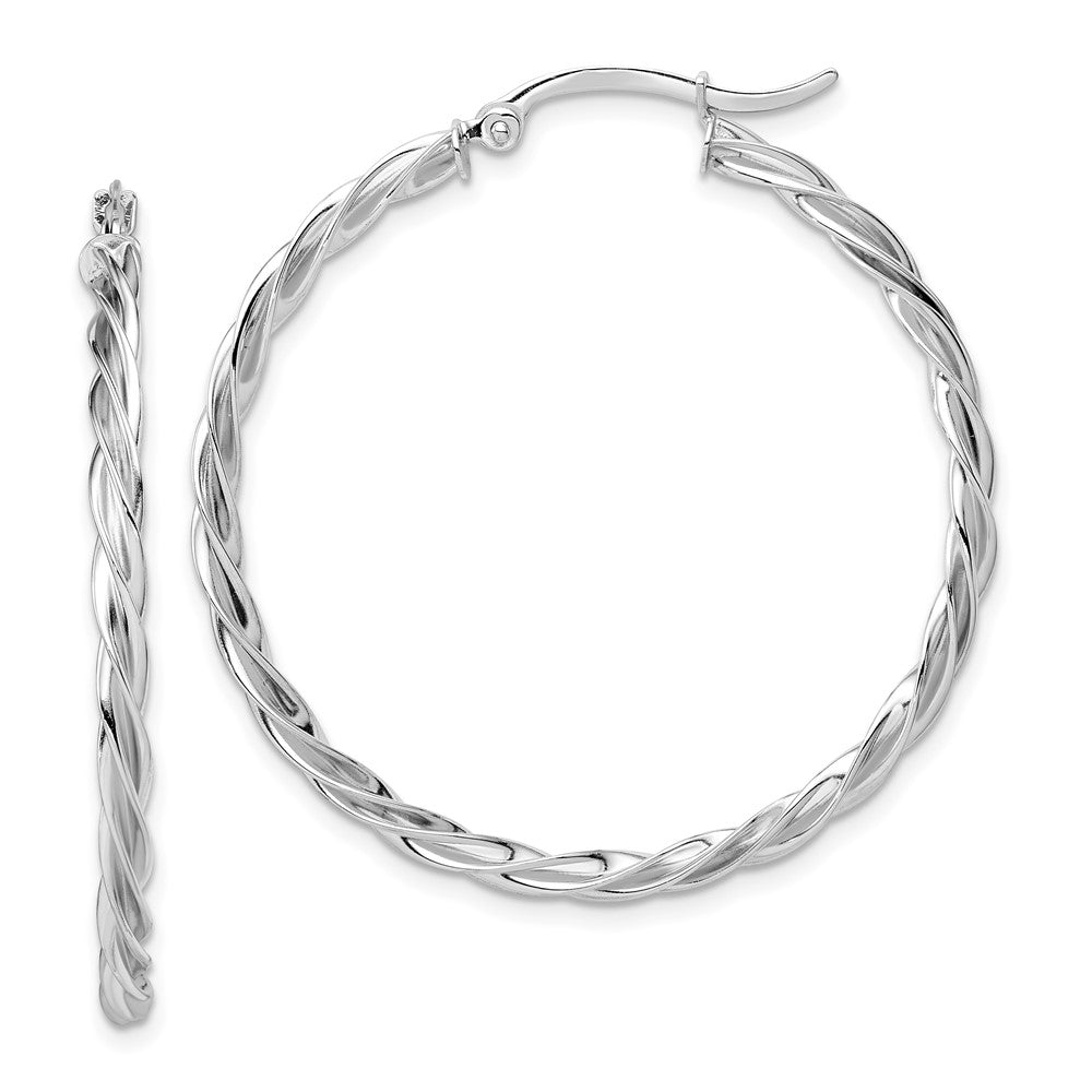 14k White Gold 38 mm Hoop Earrings (3.56 grams)