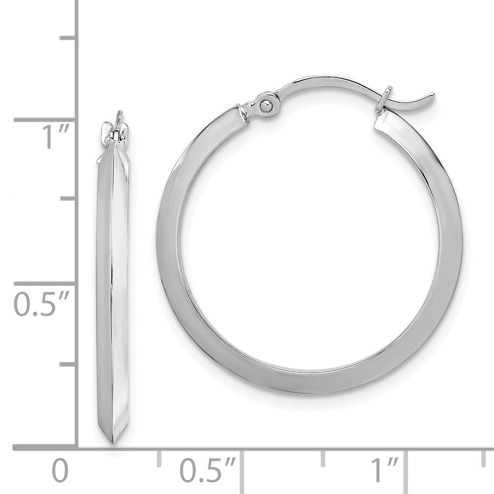 14k White Gold 25 mm Polished White Gold Hoop Earrings (1.51 grams)