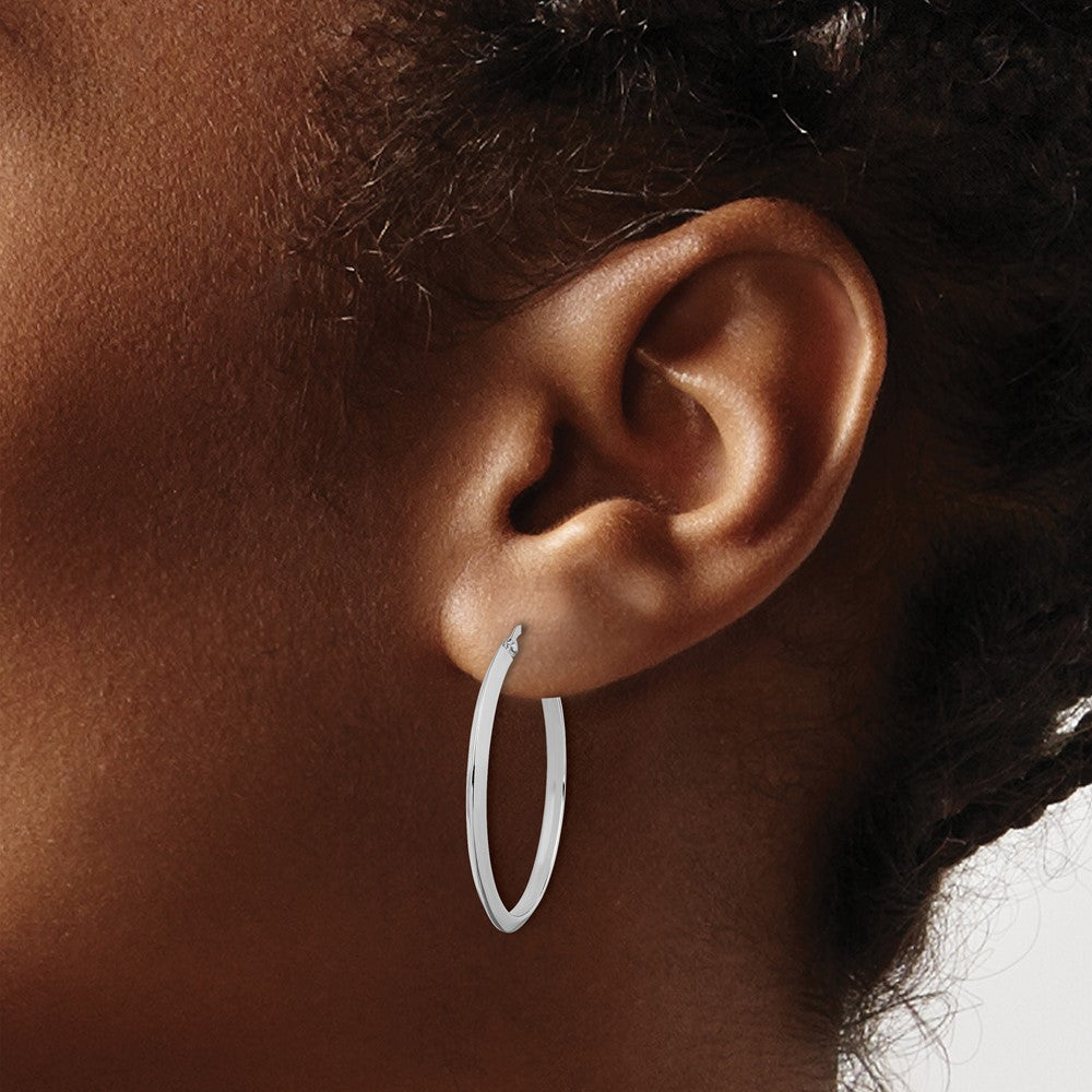14k White Gold 31.75 mm  Polished Hoop Earrings (1.92 grams)