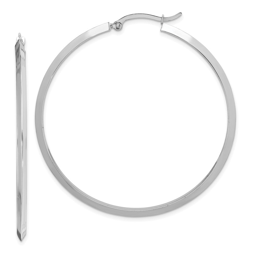 14k White Gold 50.75 mm  Polished Hoop Earrings (3.14 grams)