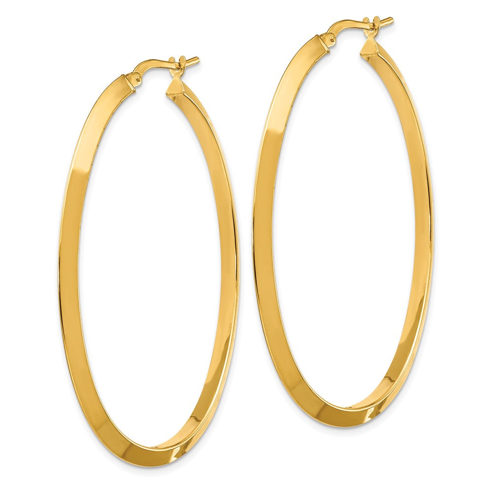 14k Yellow Gold 40.07 mm Knife Edge Oval Hoop Earrings (2.43 grams)