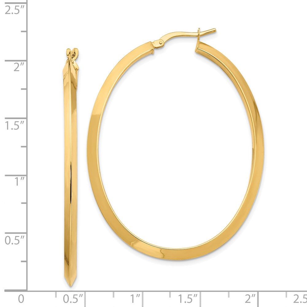 14k Yellow Gold 40.07 mm Knife Edge Oval Hoop Earrings (2.43 grams)
