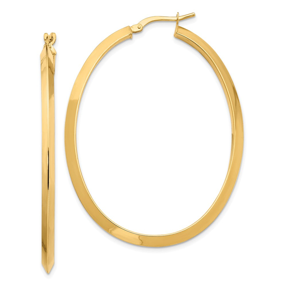 14k Yellow Gold 40.07 mm Knife Edge Oval Hoop Earrings (2.43 grams)