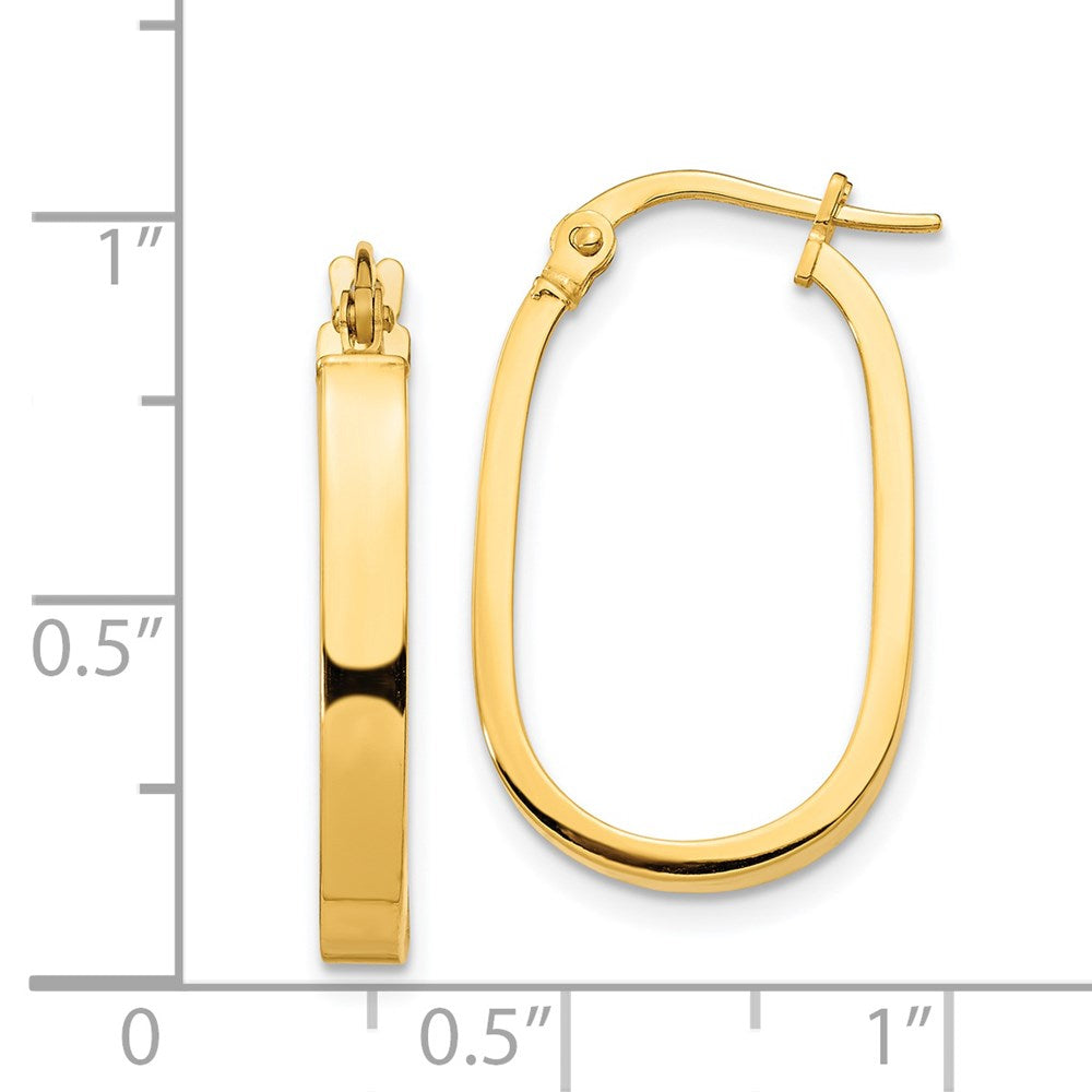 14k Yellow Gold 15.03 mm Oval Hoop Earrings (1.34 grams)