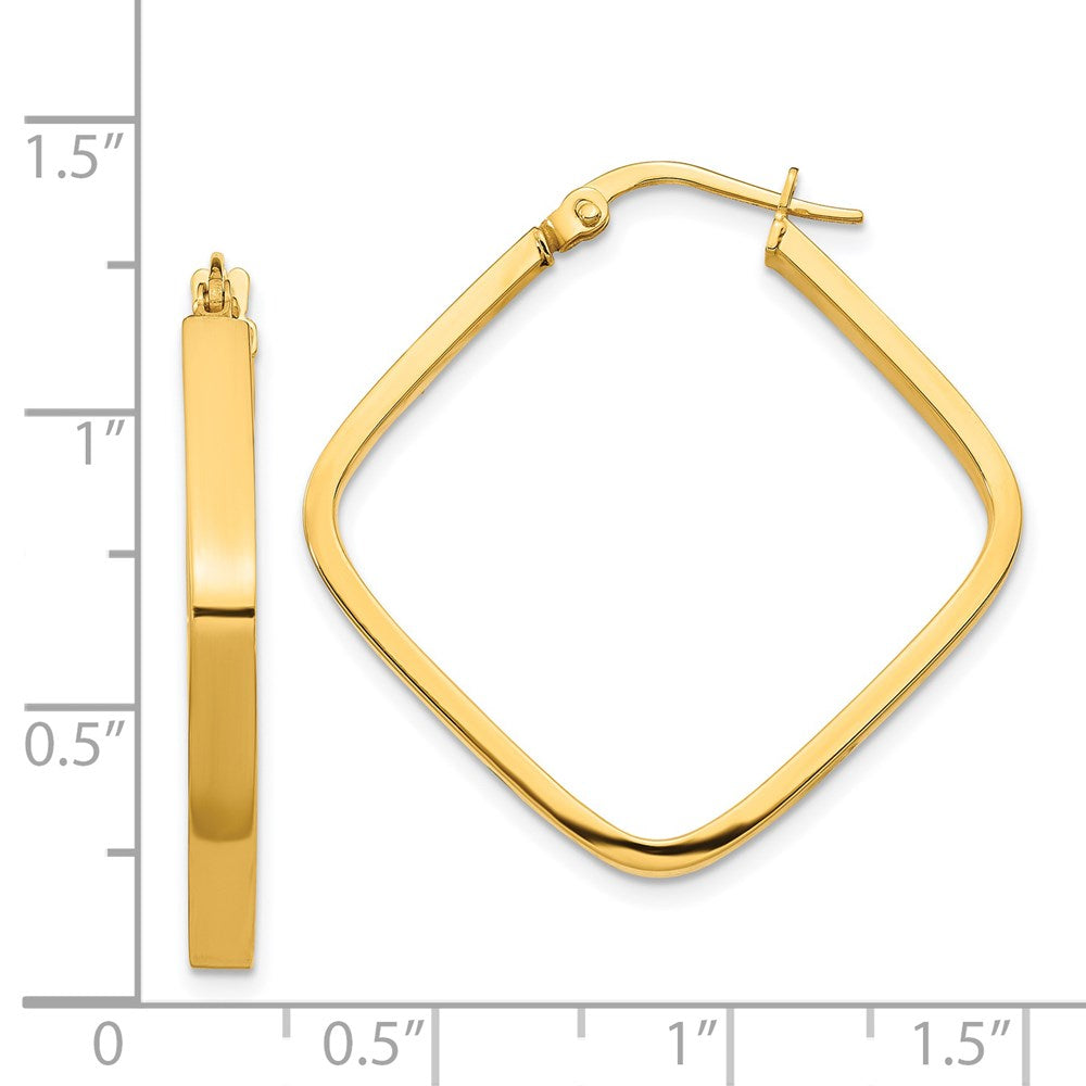 14k Yellow Gold 29.97 mm Square Hoop Earrings (1.97 grams)