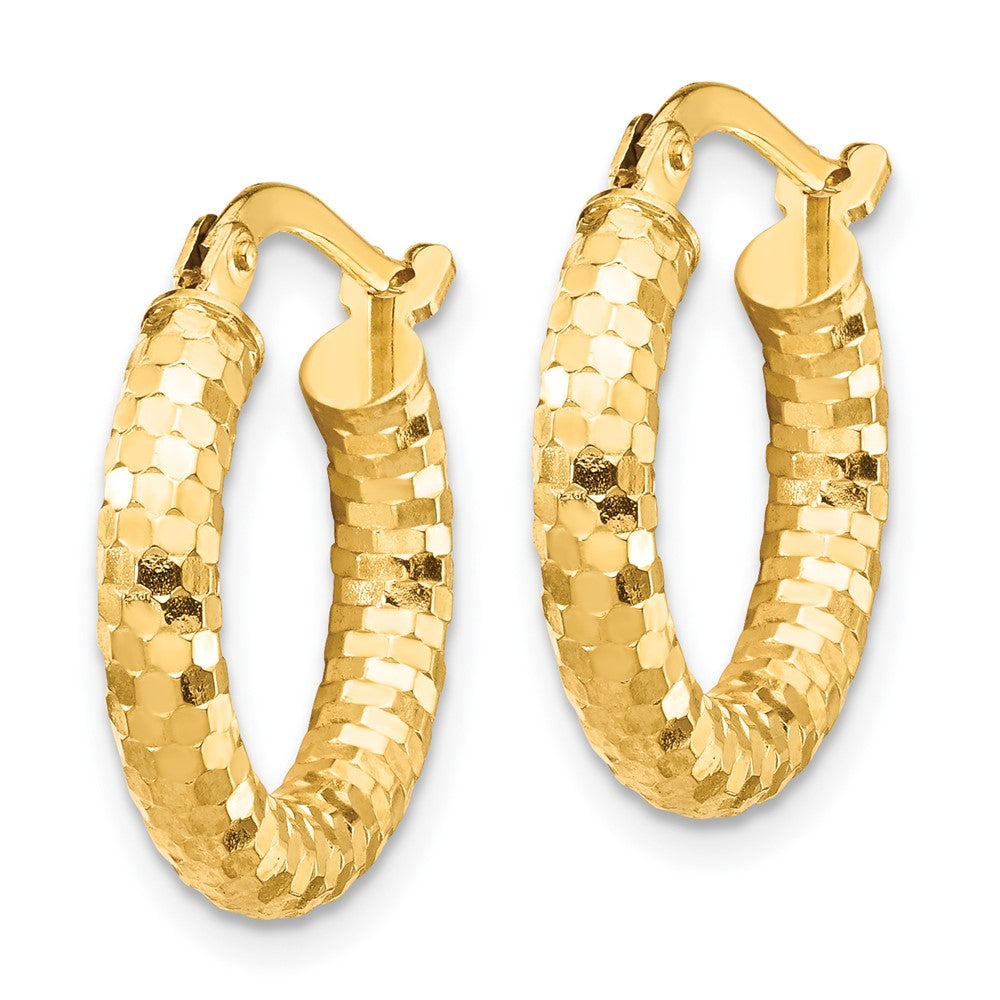 14k Yellow Gold 10 mm Diamond-cut Hoop Earrings (1.33 grams)