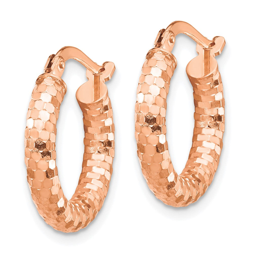 14k Rose Gold 10 mm Diamond-cut Hoop Earrings (1.46 grams)