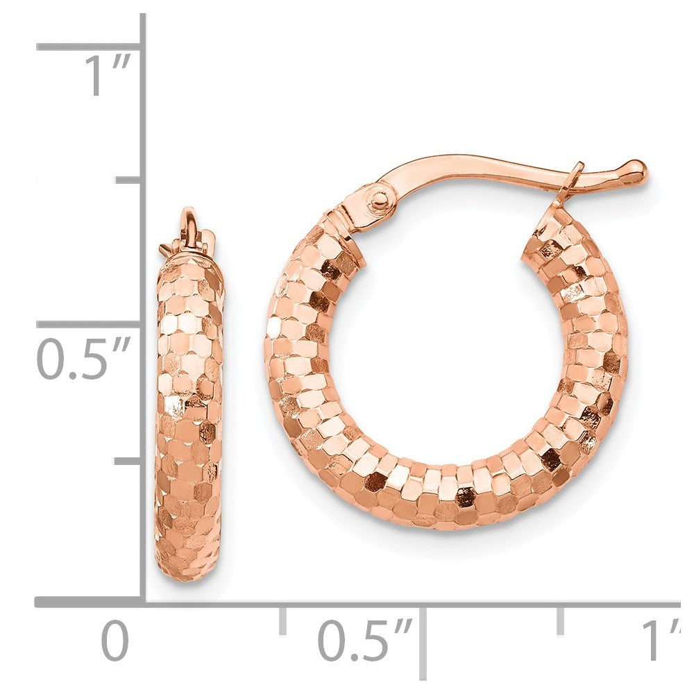 14k Rose Gold 10 mm Diamond-cut Hoop Earrings (1.46 grams)