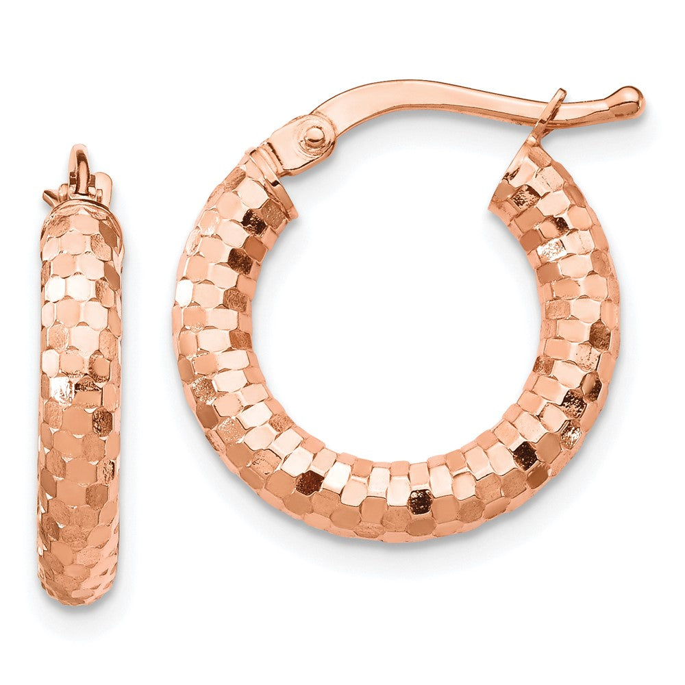 14k Rose Gold 10 mm Diamond-cut Hoop Earrings (1.46 grams)