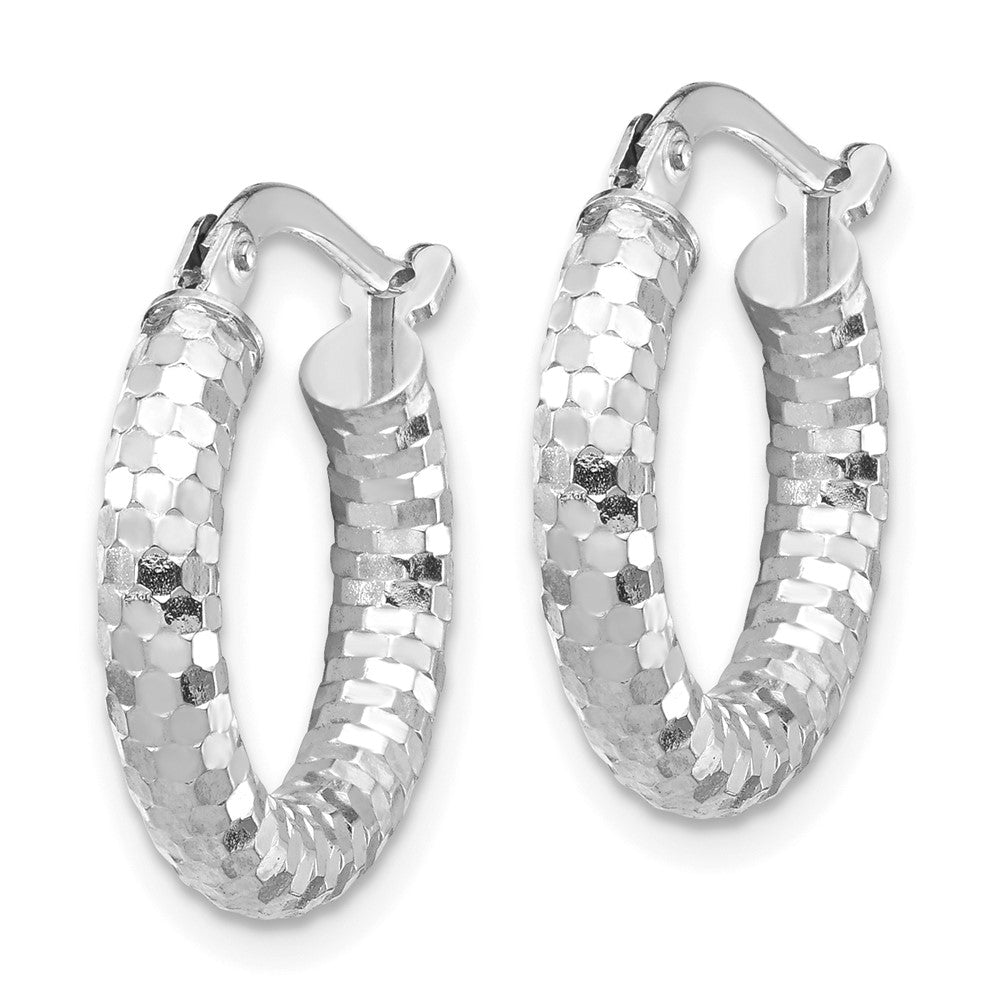 14k White Gold 10 mm Diamond-cut Hoop Earrings (1.39 grams)