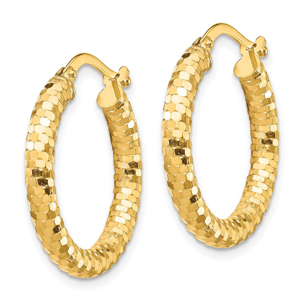 14k Yellow Gold 22 mm Diamond-cut Hoop Earrings (2.06 grams)