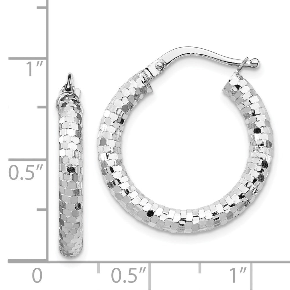 14k White Gold 22 mm Diamond-cut Hoop Earrings (1.99 grams)