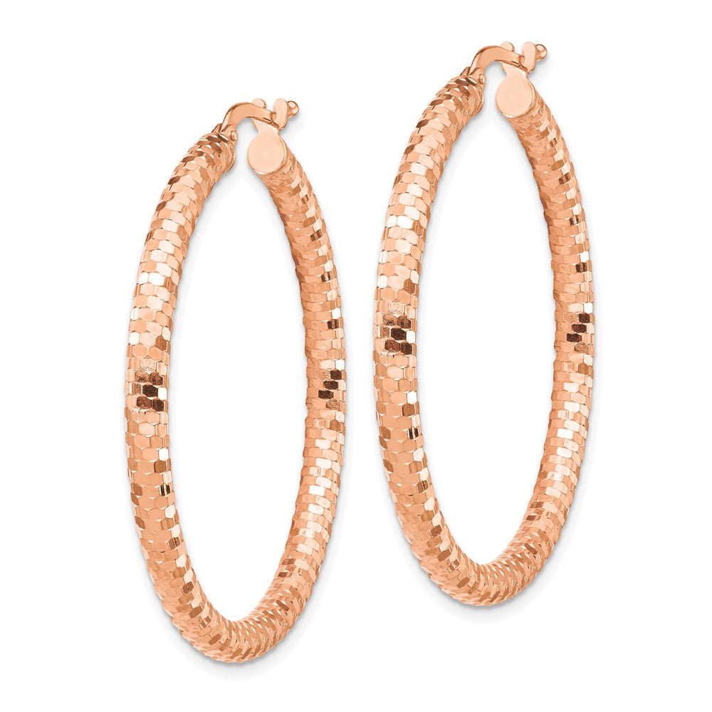 14k Rose Gold 38 mm Diamond-cut Hoop Earrings (3.98 grams)