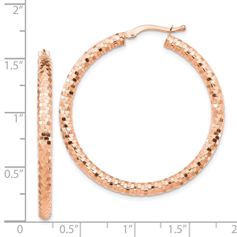 14k Rose Gold 38 mm Diamond-cut Hoop Earrings (3.98 grams)
