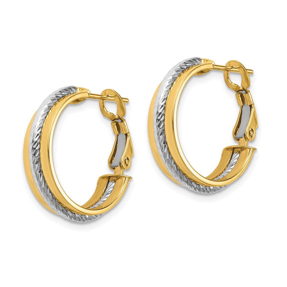 14k Two-tone 20.3 mm Two-tone Polished Diamond-Cut Hoop Earrings (2.57 grams)