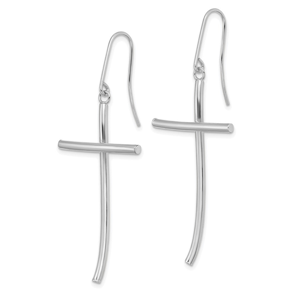 14k White Gold 21.9 mm  Polished Cross Dangle Earrings (2.13 grams)