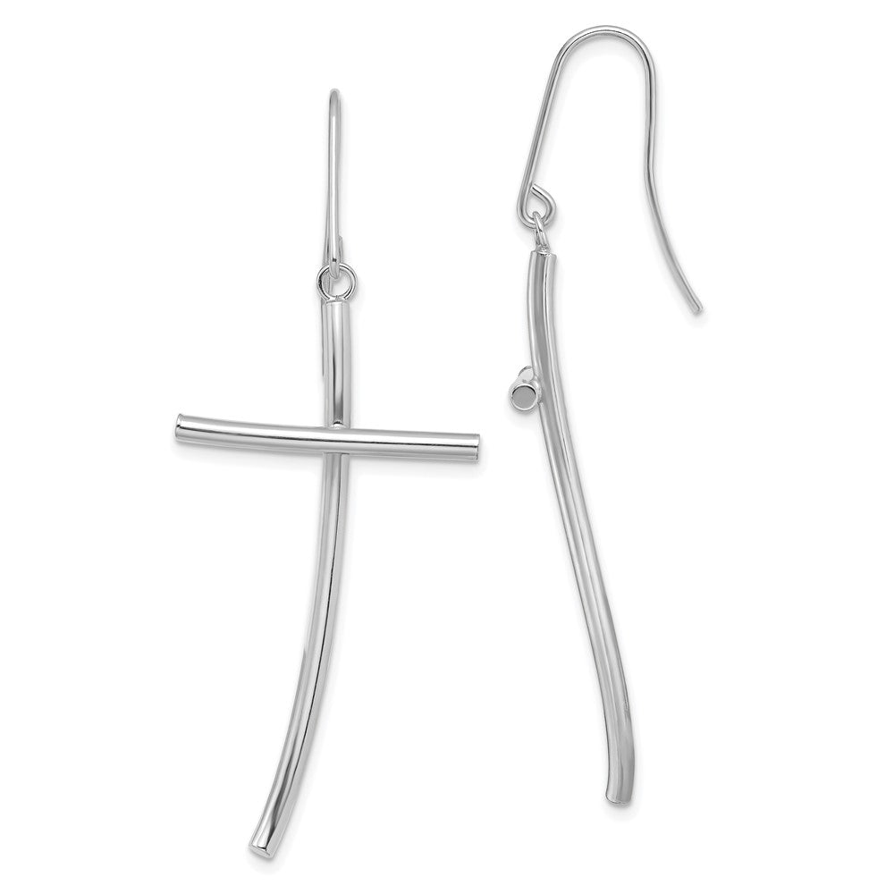 14k White Gold 21.9 mm  Polished Cross Dangle Earrings (2.13 grams)