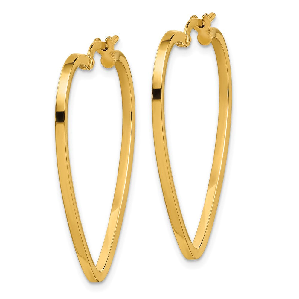 14k Yellow Gold 30.8 mm Polished Heart Hoop Earrings (1.51 grams)