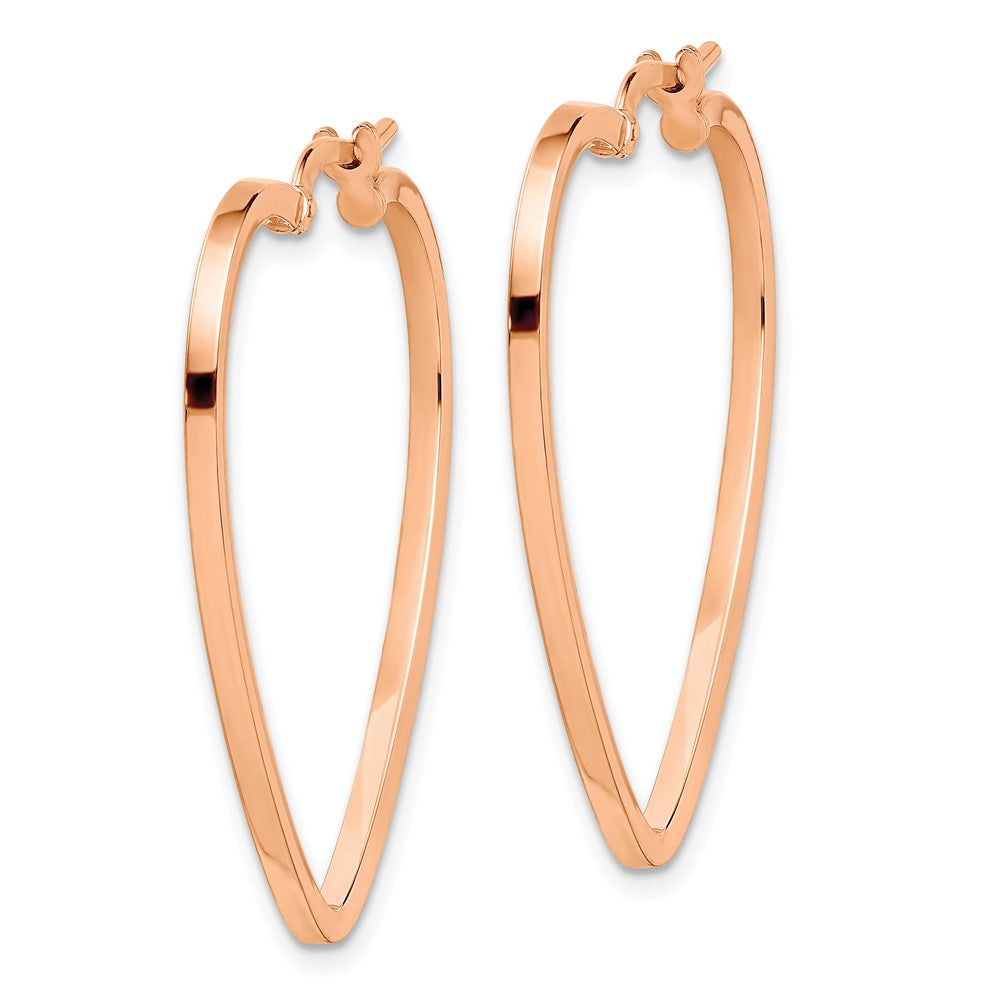 14k Rose Gold 30.8 mm Rose Gold Polished Heart Hoop Earrings (1.65 grams)