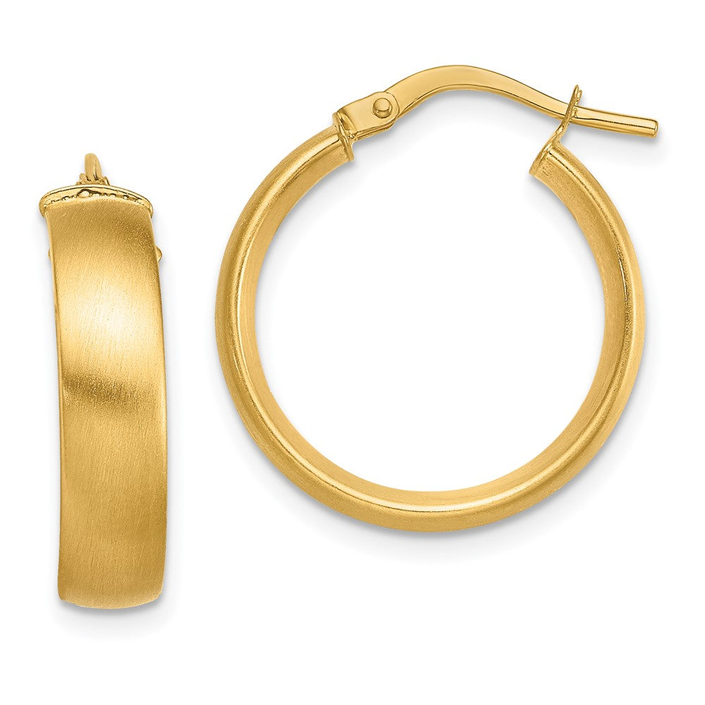 14k Yellow Gold 19.5 mm Satin Hoop Earrings