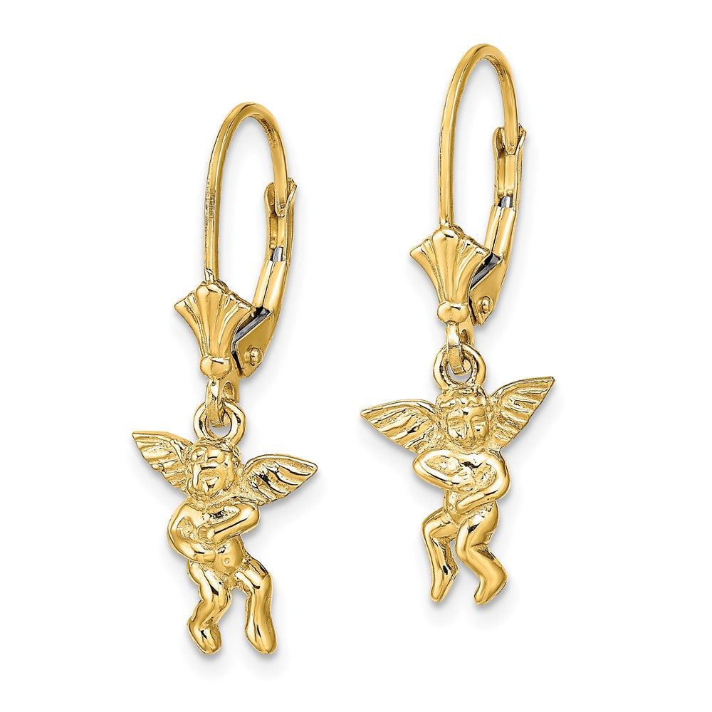 14k Yellow Gold 10.2 mm Angel Leverback Earrings (2.11 grams)