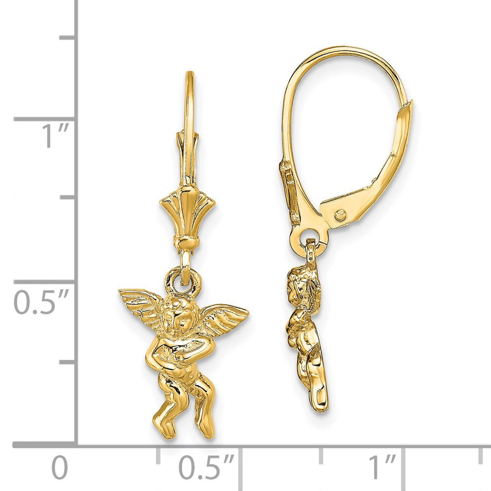 14k Yellow Gold 10.2 mm Angel Leverback Earrings (2.11 grams)