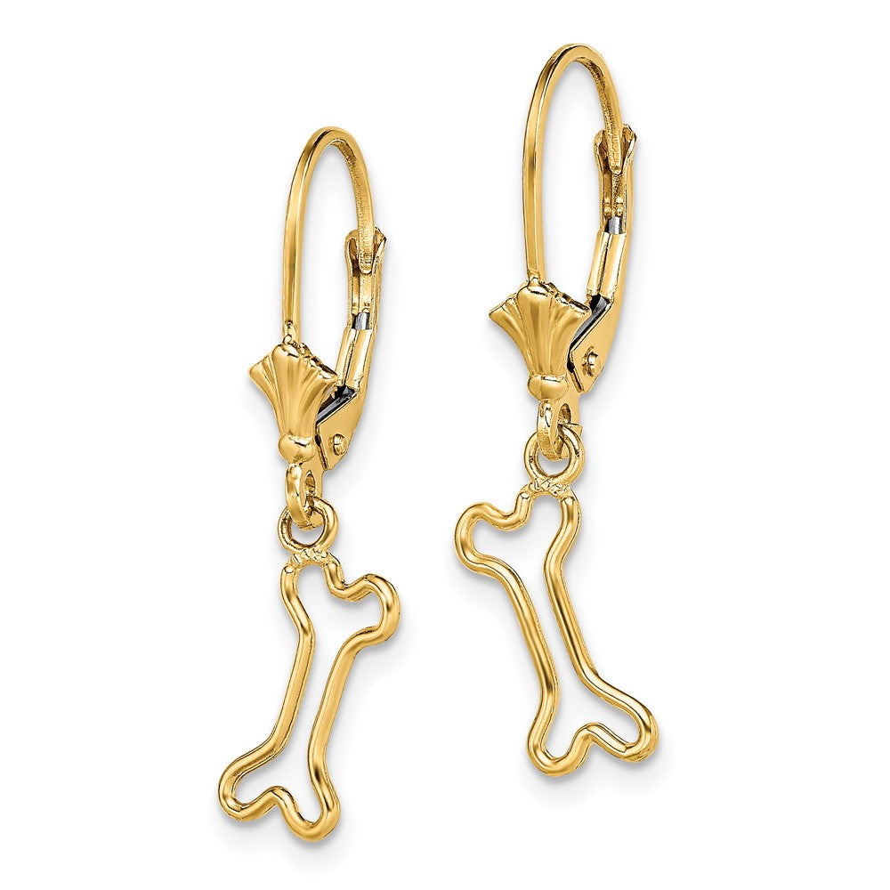 14k Yellow Gold 5.8 mm Mini Dog Bone Leverback Earrings (1.1 grams)