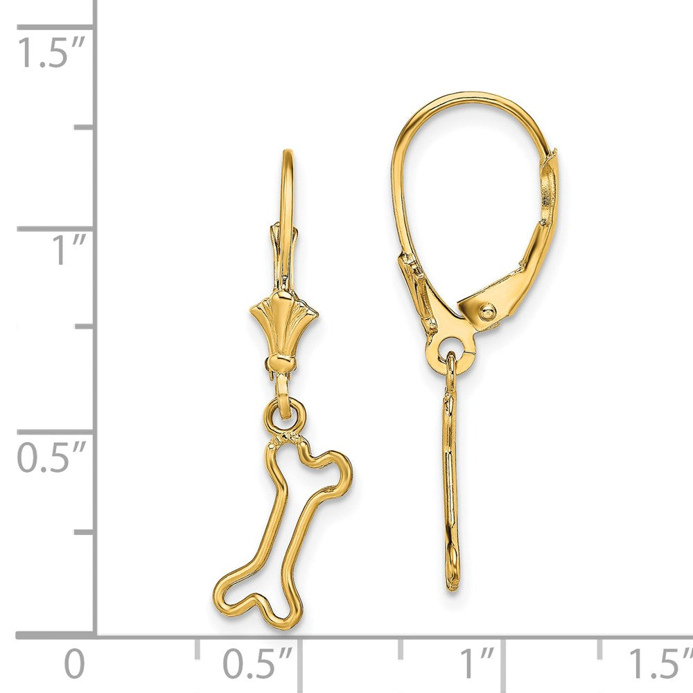 14k Yellow Gold 5.8 mm Mini Dog Bone Leverback Earrings (1.1 grams)