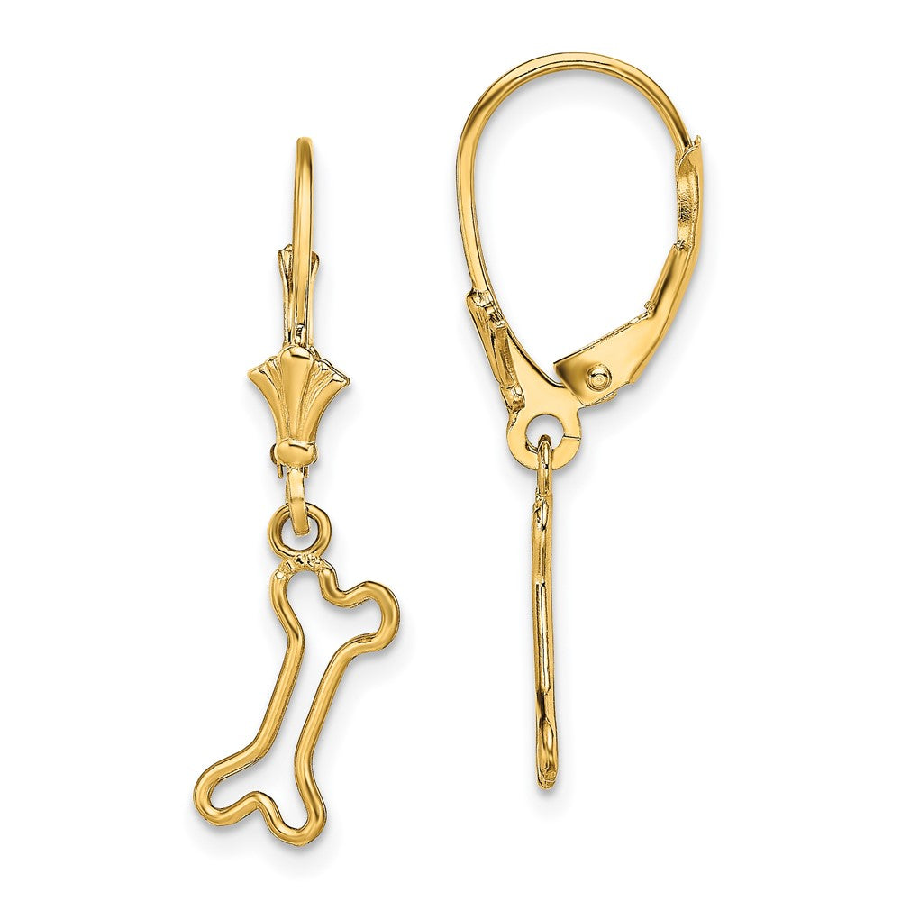 14k Yellow Gold 5.8 mm Mini Dog Bone Leverback Earrings (1.1 grams)