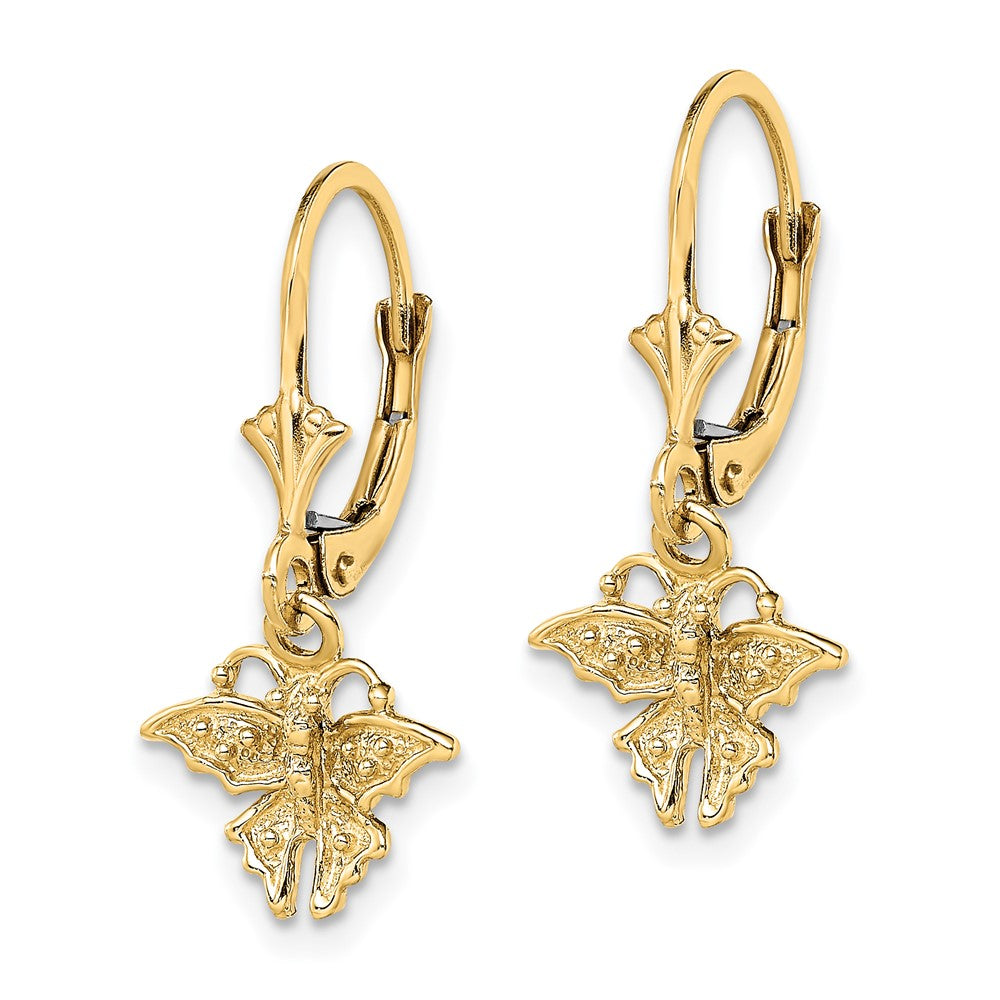 14k Yellow Gold 11.8 mm Mini Butterfly Leverback Earrings (1.67 grams)