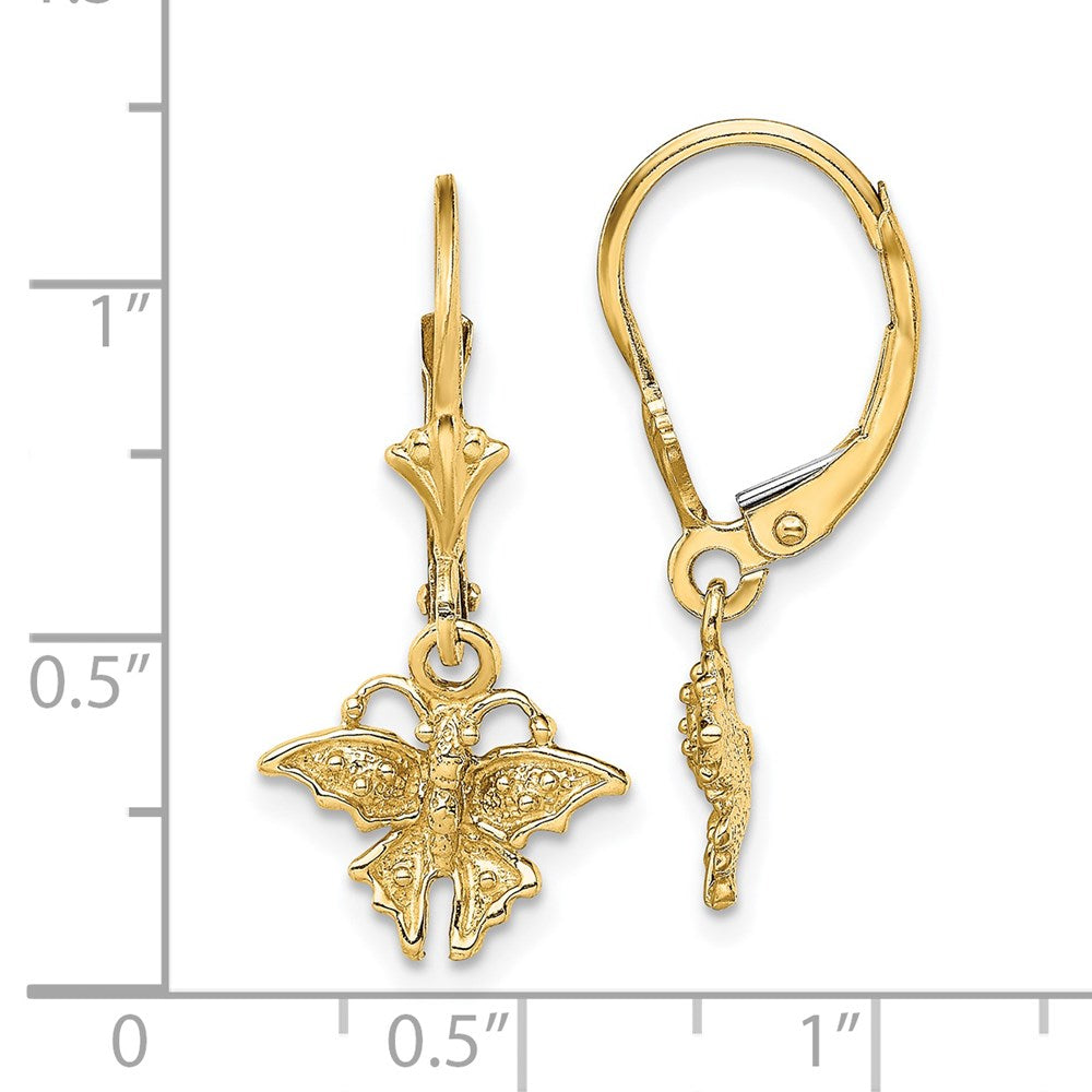 14k Yellow Gold 11.8 mm Mini Butterfly Leverback Earrings (1.67 grams)