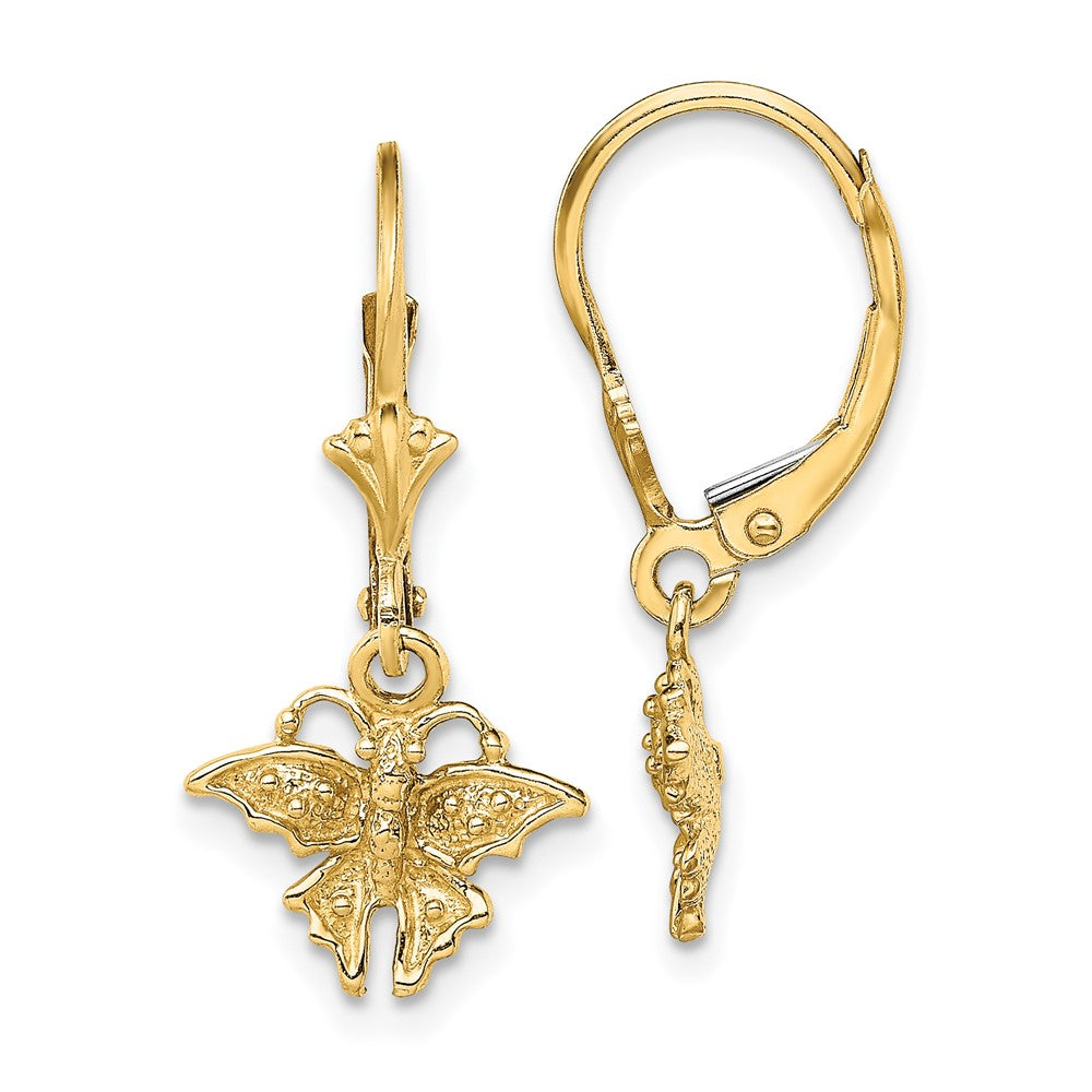 14k Yellow Gold 11.8 mm Mini Butterfly Leverback Earrings (1.67 grams)