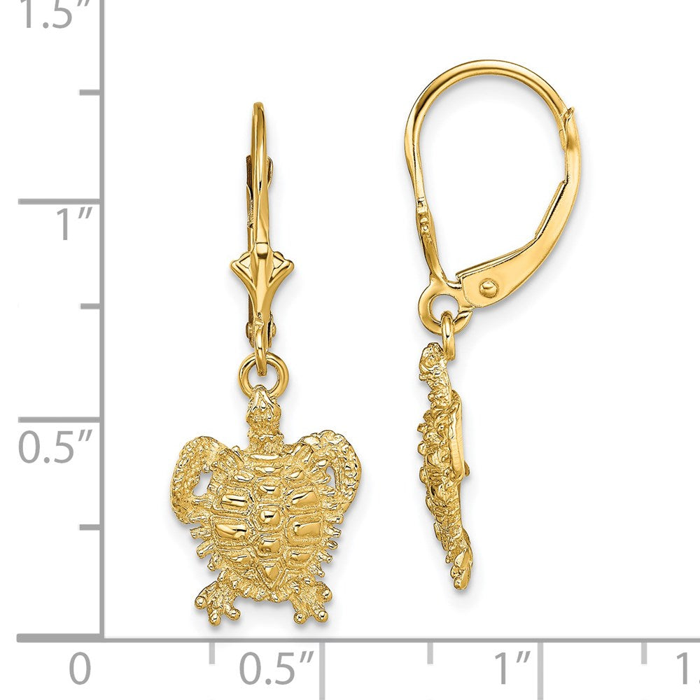 14k Yellow Gold 11.1 mm Turtle Leverback Earrings (2.48 grams)