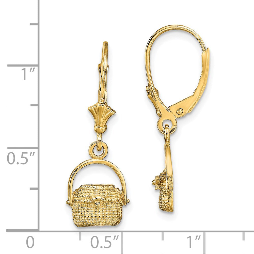 14k Yellow Gold 9.85 mm Nantucket Basket Leverback Earrings (2.04 grams)