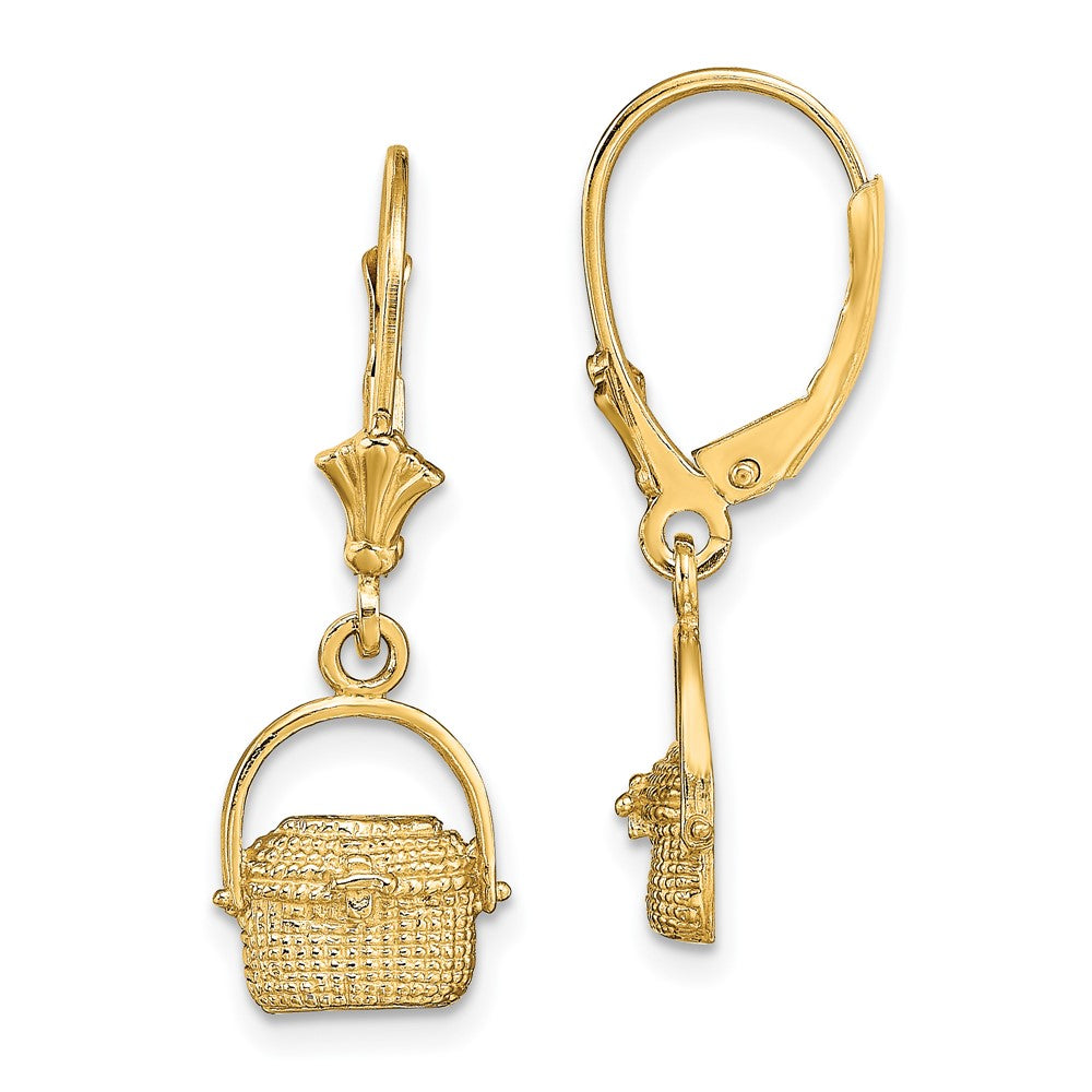 14k Yellow Gold 9.85 mm Nantucket Basket Leverback Earrings (2.04 grams)