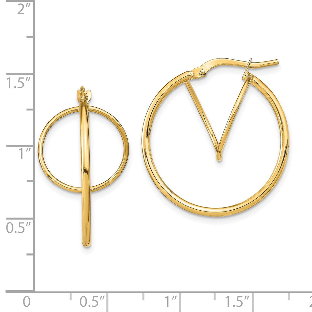 14k Yellow Gold 25.25 mm Twisted Circle Inside Hoop Earrings (1.82 grams)