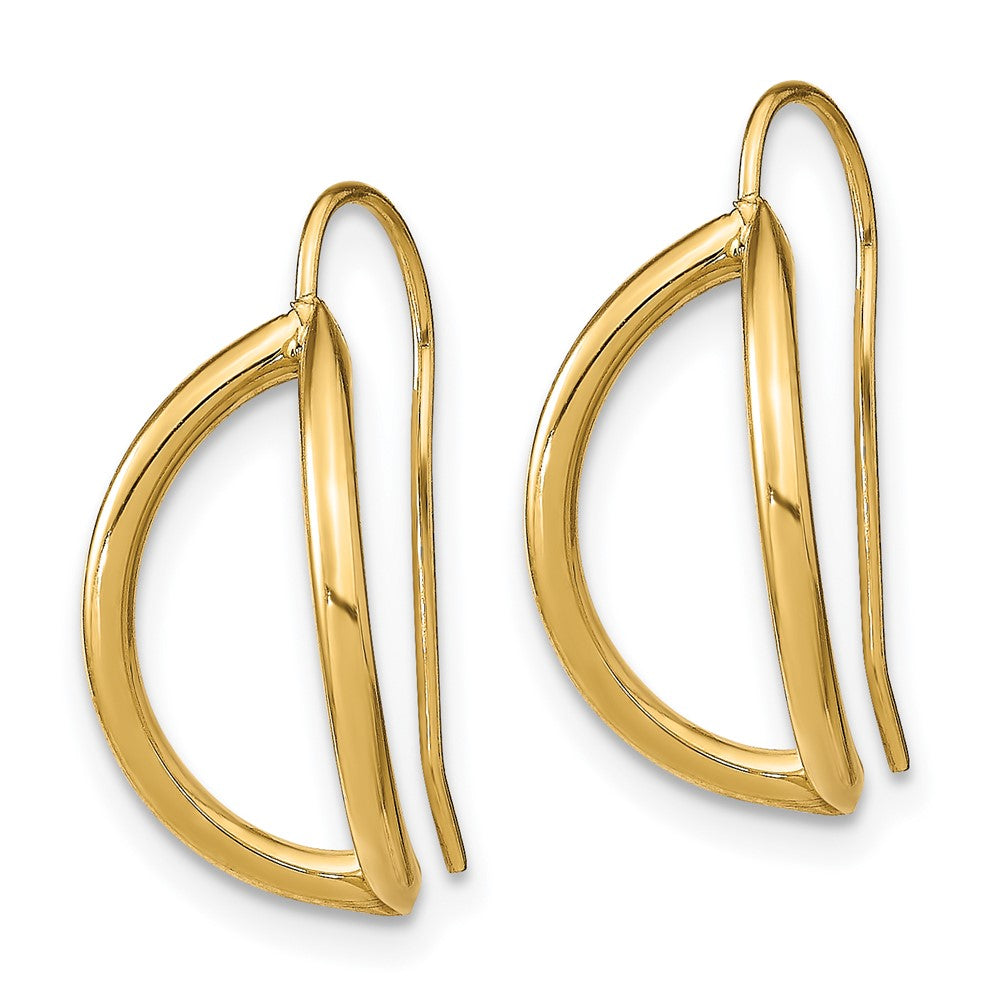 14k Yellow Gold 9.15 mm Half Circle Wire French Wire Earrings (0.71 grams)