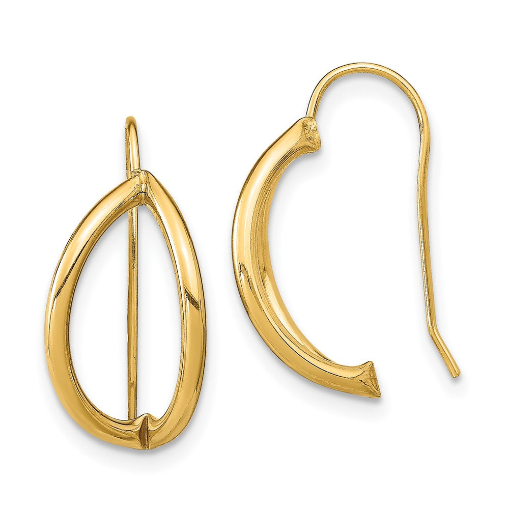 14k Yellow Gold 9.15 mm Half Circle Wire French Wire Earrings (0.71 grams)